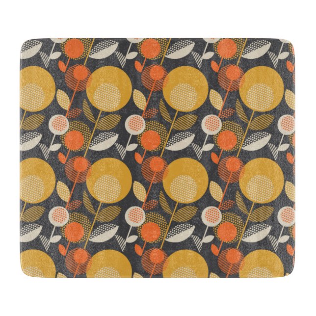Classic Retro Floral Pattern Cutting Board (Front)