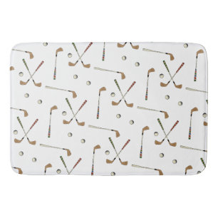 Classic Retro Golf Golfer Club Ball Pattern   Bath Mat