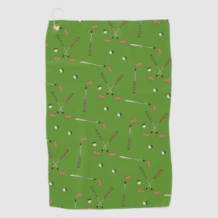 Classic Retro Golf Golfer Club Ball Pattern Green Golf Towel