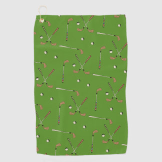 Classic Retro Golf Golfer Club Ball Pattern Green Golf Towel