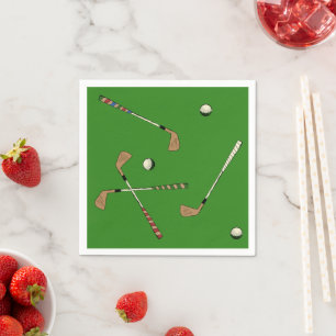 Classic Retro Golf Golfer Clubs Balls Pattern Napkin