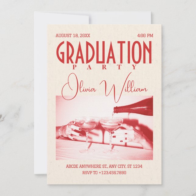 Classic retro graduation party invitation (Front)