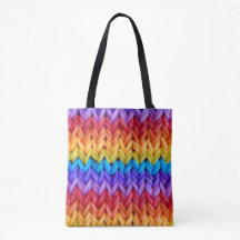 Classic Retro Knit Rainbow Tote Bag