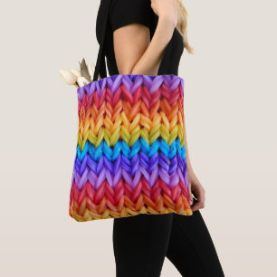 Classic Retro Knit Rainbow Tote Bag