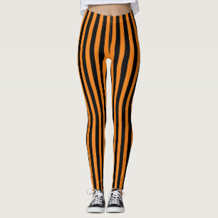 Classic Retro Orange and Black Vertical Stripes Leggings