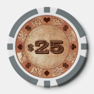 Classic retro oriental vintage dragon template 25$ poker chips