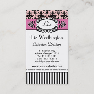 Classic Retro Pink and Black Paris Chic Business Card
