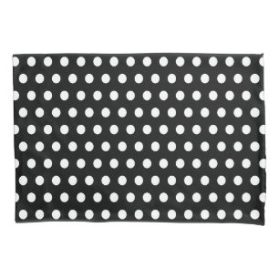 Classic Retro Polka Dots Black and White Pillowcase