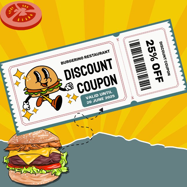 Classic Retro Quirky Cartoon Burger Character  Rack Card (Creator Uploaded)