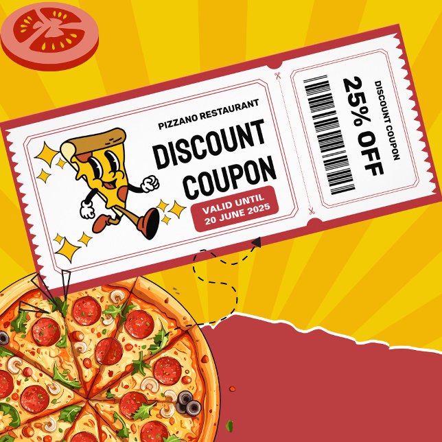 Classic Retro Quirky Cartoon Pizza Character  Rack Card (Creator Uploaded)