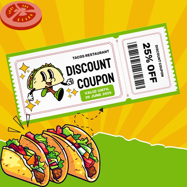 Classic Retro Quirky Cartoon Taco Rack Card (Creator Uploaded)