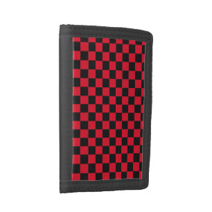 Classic Retro Red and Black chequered pattern Trifold Wallet