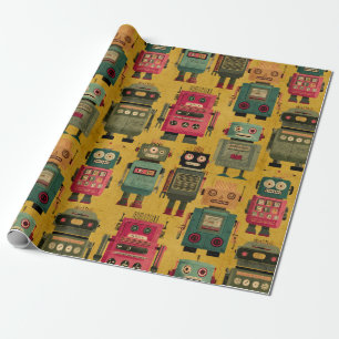 Classic Retro Robot Pattern Wrapping Paper