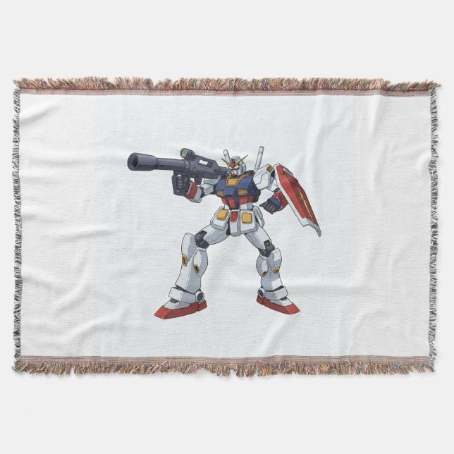 Classic Retro RX-78-2 Gundam Mecha Anime Illustrat Throw Blanket (Front)