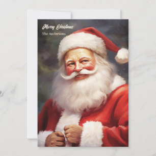 Classic retro Santa Claus smiling red hat Holiday Card