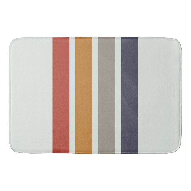 Classic Retro Stripes Shower Curtain Bath Mat (Front)