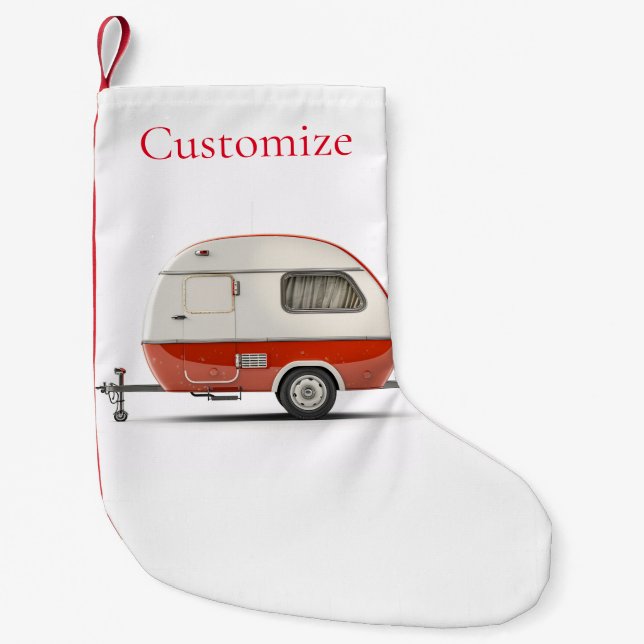 Classic Retro Teardrop Camper Thunder_Cove Small Christmas Stocking (Front)