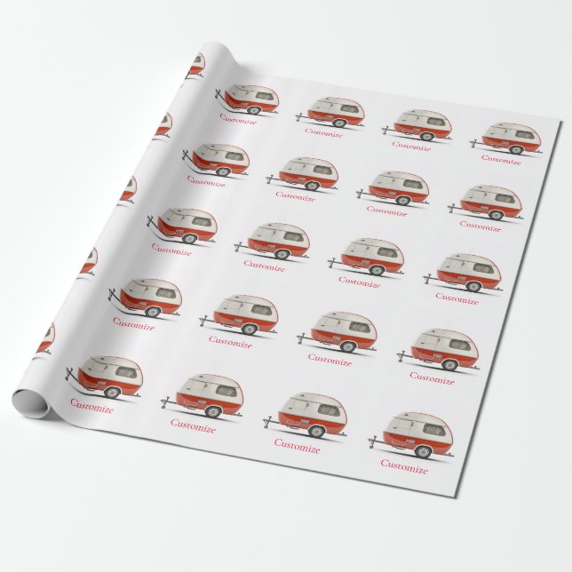 Classic Retro Teardrop Camper Thunder_Cove Wrapping Paper (Unrolled)