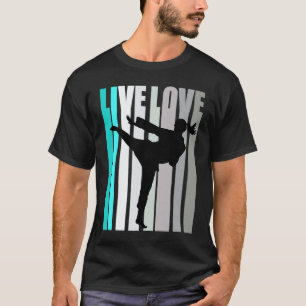 Classic Retro Turquoise Live Love Karate Coach Wom T-Shirt