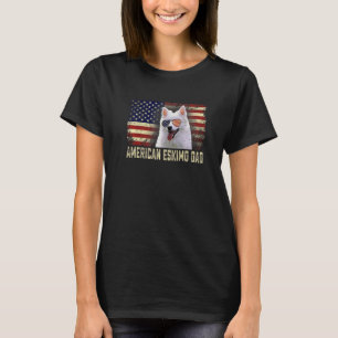 Classic Retro Usa Flag American Eskimo Dad Fathers T-Shirt