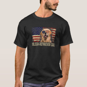 Classic Retro Usa Flag Golden Retriever Dad Father T-Shirt