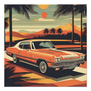 Classic retro vintage car poster