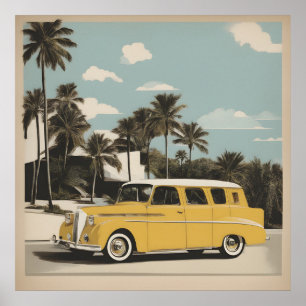 Classic retro vintage car poster