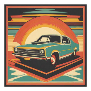 Classic retro vintage car poster
