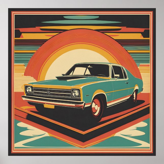Classic retro vintage car poster (Front)