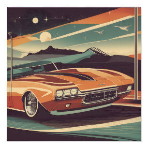 Classic retro vintage car poster