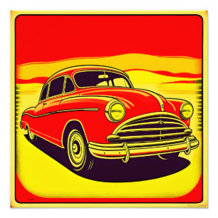 Classic retro vintage car poster