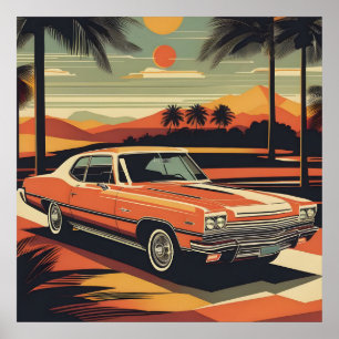 Classic retro vintage car poster