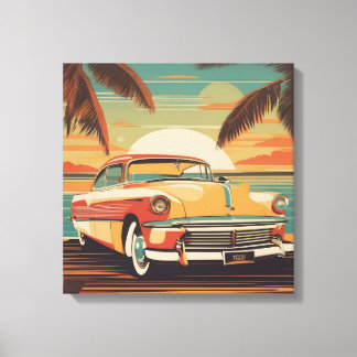 Classic retro vintage car poster canvas print