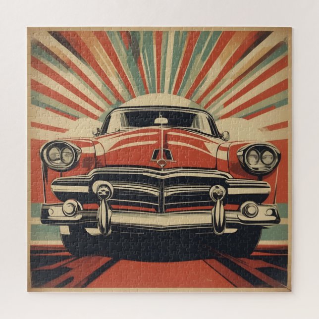 Classic retro vintage car poster jigsaw puzzle (Vertical)