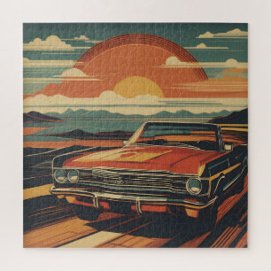 Classic retro vintage car poster jigsaw puzzle