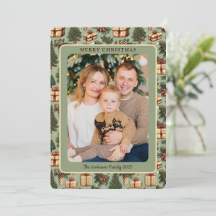 Classic Retro Vintage Photo Christmas Holiday Card