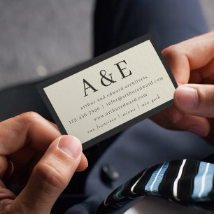 Classic Retro Vintage Stripes Simple Initials Business Card