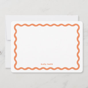 Classic Retro Wavy Apricot Personalised Stationery Card