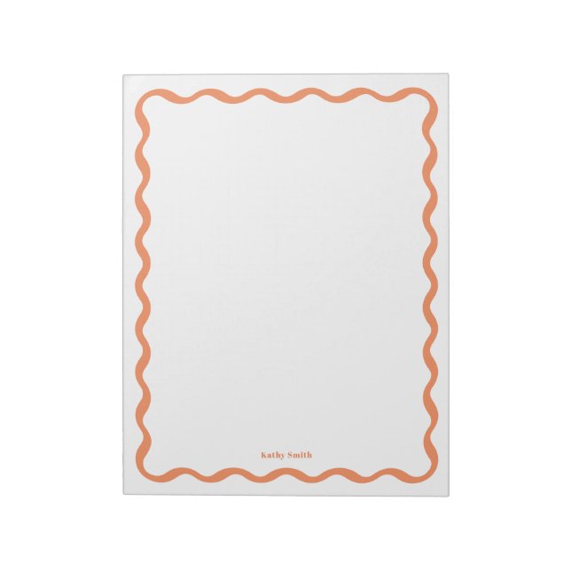 Classic Retro Wavy Apricot Personalised Stationery Notepad (Rotated)
