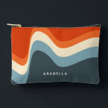 Classic Retro Wavy Lines Accessory Pouch<br><div class="desc">70s inspired wavy stripes design - customisable with your name.</div>