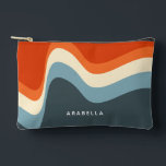 Classic Retro Wavy Lines Accessory Pouch<br><div class="desc">70s inspired wavy stripes design - customisable with your name.</div>