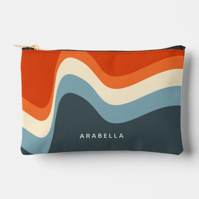 Classic Retro Wavy Lines Accessory Pouch (Front)