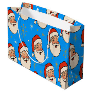 Classic Retro Winking Santa Christmas Large Gift Bag
