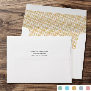 Classic Return Address Greek Key Pattern Gold Envelope