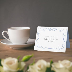 Classic Ribbon Blue Baby Shower Thank You Card