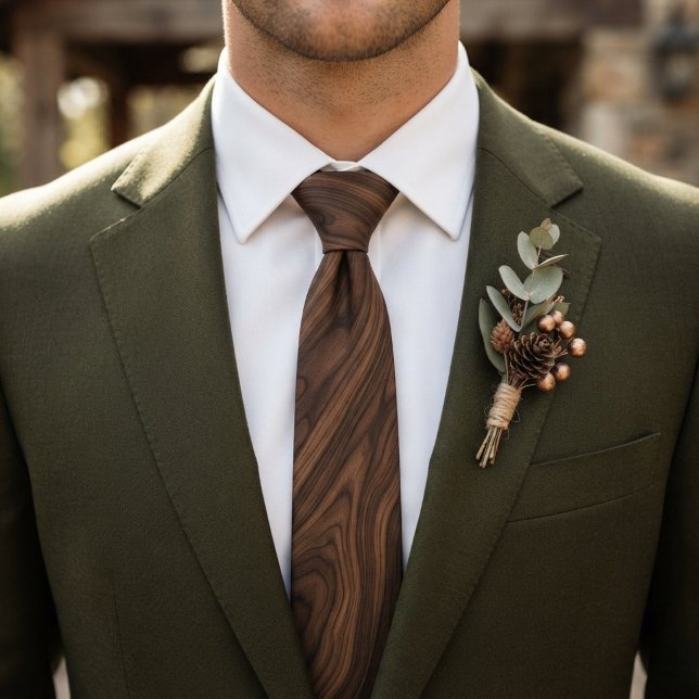 Classic Rich Walnut Wood Grain Texture Pattern Tie (Creator Uploaded)