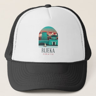 Classic Rijeka Croatia Vintage Travel Trucker Hat