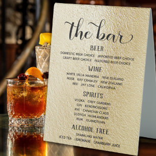 Classic Rippled Gold Bar Menu Standing Sign