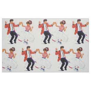 classic rock and roll dancing poodle skirt fabric