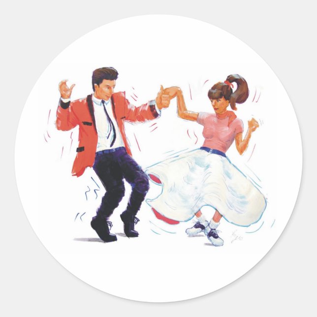 Classic Rock and Roll  Jive Dancing Round Sticker (Front)